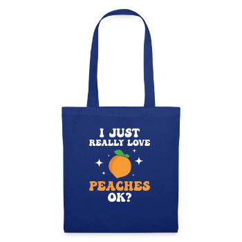 Ich liebe Pfirsiche! Peach - Stoffbeutel - Royalblau - Vorne