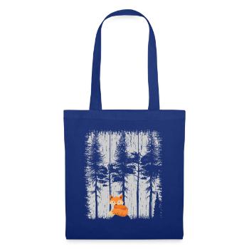 Süßer Fuchs im Wald Retro Muster Vintage Baum Wald - Stoffbeutel - Royalblau - Vorne
