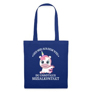 Geh us dem Weg unnötiger Sozialkontakt Einhorn - Stoffbeutel - Royalblau - Vorne