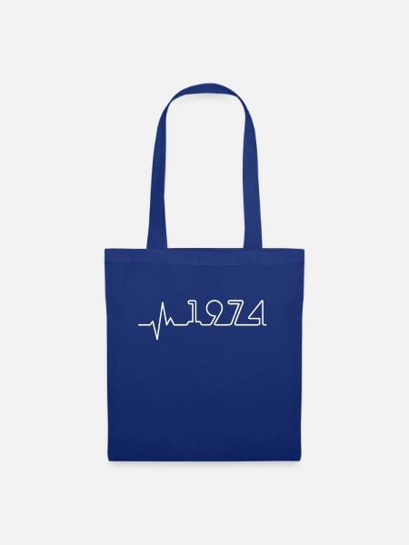 Herzschlag Minimal Geburtstag Jahrgang 1974 Linie - Stoffbeutel - Royalblau