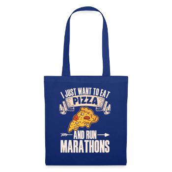 Pizza Und Marathon Läufer Laufen - Stoffbeutel - Royalblau - Vorne