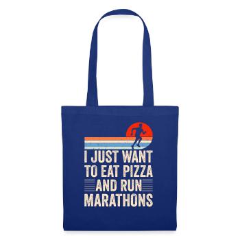 Pizza Und Marathon Läufer Laufen - Stoffbeutel - Royalblau - Vorne