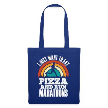 Pizza Und Marathon Läufer Laufen - Stoffbeutel - Royalblau - Vorne