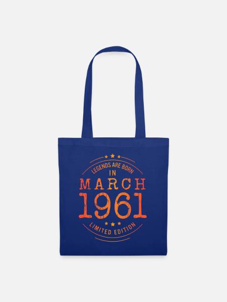 Geburtstag März 1961 Limited Edition Vintage - Stoffbeutel - Royalblau