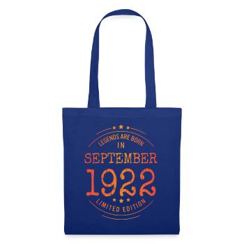 Birthday September 1922 Limited Edition Vintage - Tote Bag - royal blue - Front