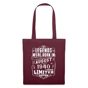 Birthday August 1940 Year Limited Edition - Tote Bag - burgundy - Front