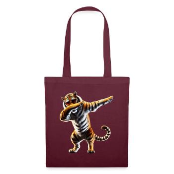 Lustiges Dabbing Tiger Wildtier Tierliebhaber - Stoffbeutel - Burgunderrot - Vorne