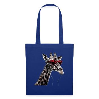 Girafe motif animal animal amoureux des écouteurs Art - Sac en tissu - bleu royal - Devant