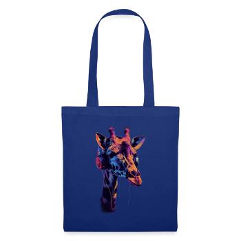 Girafe motif animal animal amoureux des écouteurs Art - Sac en tissu - bleu royal - Devant