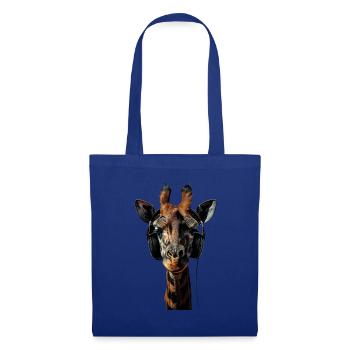 Girafe motif animal animal amoureux des écouteurs Art - Sac en tissu - bleu royal - Devant