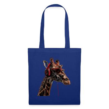 Girafe motif animal animal amoureux des écouteurs Art - Sac en tissu - bleu royal - Devant