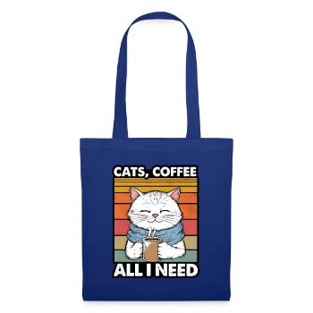Lustiges Katze Kunst Katzenbesitzer Katzen Kaffee - Stoffbeutel - Royalblau - Vorne