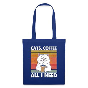 Drôle Chat Art Chat Propriétaire Chats Café - Sac en tissu - bleu royal - Devant