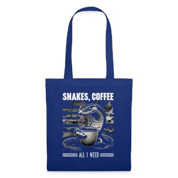 Lustiges Schlangen Kunst Schlange Kaffee Reptilien - Stoffbeutel - Royalblau - Vorne