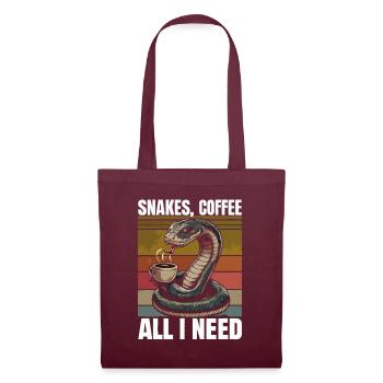 Lustiges Schlangen Kunst Schlange Kaffee Reptilien - Stoffbeutel - Burgunderrot - Vorne