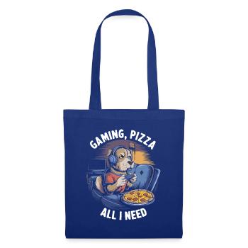 Funny Dog Gaming Pizza Gamer Gamer Gaming - Tote Bag - royal blue - Front