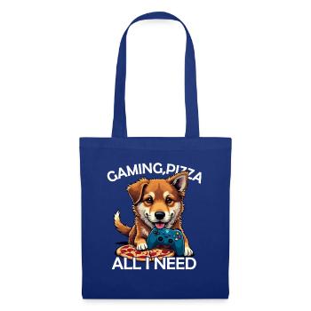 Funny Dog Gaming Pizza Gamer Gamer Gaming - Tote Bag - royal blue - Front