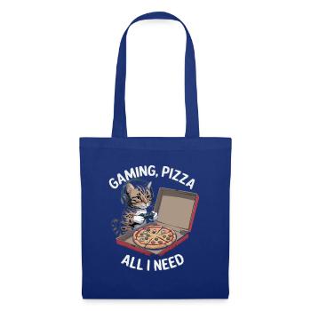 Funny Cats Gaming Pizza Gamer Gamer Gaming - Tote Bag - royal blue - Front