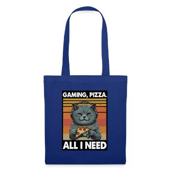 Funny Cats Gaming Pizza Gamer Gamer Gaming - Tote Bag - royal blue - Front