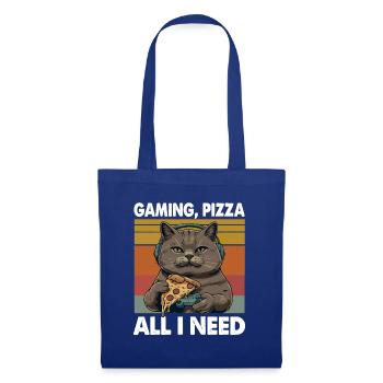 Funny Cats Gaming Pizza Gamer Gamer Gaming - Tote Bag - royal blue - Front