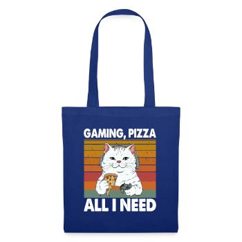 Funny Cats Gaming Pizza Gamer Gamer Gaming - Tote Bag - royal blue - Front