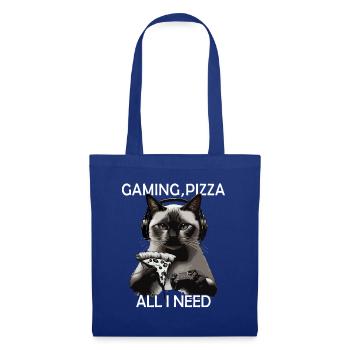 Drôles de chats Jeux Pizza Gamer Gamer Jeux - Sac en tissu - bleu royal - Devant