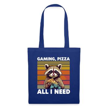 Funny Raccoon Gaming Pizza Gamer Gamer Gaming - Tote Bag - royal blue - Front