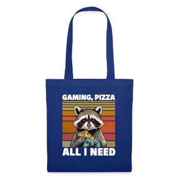 Funny Raccoon Gaming Pizza Gamer Gamer Gaming - Tote Bag - royal blue - Front