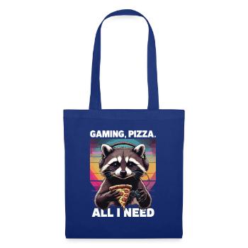 Funny Raccoon Gaming Pizza Gamer Gamer Gaming - Tote Bag - royal blue - Front