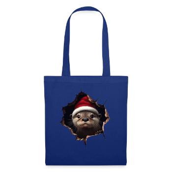Funny Christmas Otter with Santa Hat - Tote Bag - royal blue - Front