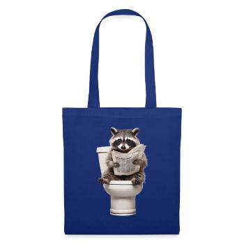 Drôle de raton laveur sur les toilettes avec journal zoo animal de compagnie - Sac en tissu - bleu royal - Devant