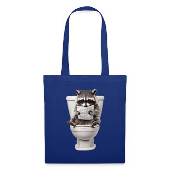 Drôle de raton laveur sur les toilettes avec journal zoo animal de compagnie - Sac en tissu - bleu royal - Devant