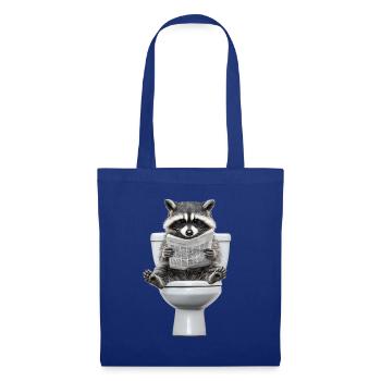 Drôle de raton laveur sur les toilettes avec journal zoo animal de compagnie - Sac en tissu - bleu royal - Devant