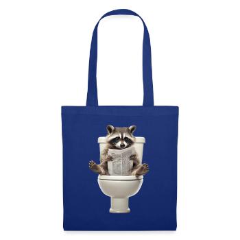 Drôle de raton laveur sur les toilettes avec journal zoo animal de compagnie - Sac en tissu - bleu royal - Devant