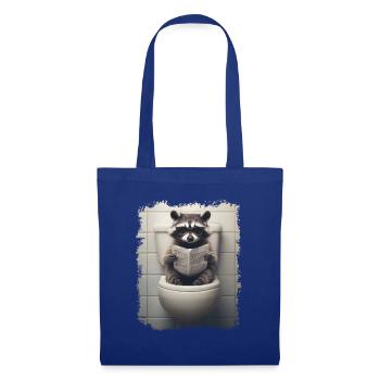 Drôle de raton laveur sur les toilettes avec journal zoo animal de compagnie - Sac en tissu - bleu royal - Devant