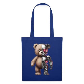 Lustige Roboter Tech Teddybär Cyborg Tier Bär - Stoffbeutel - Royalblau - Vorne