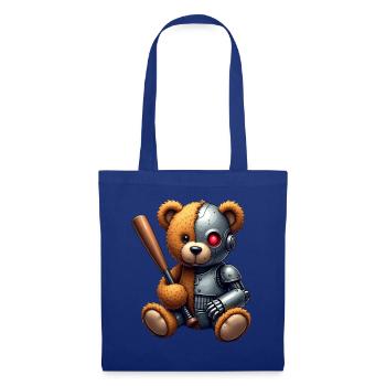 Lustige Roboter Tech Teddybär Cyborg Tier Bär - Stoffbeutel - Royalblau - Vorne