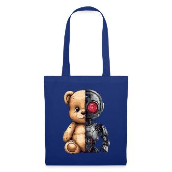 Lustige Roboter Tech Teddybär Cyborg Tier Bär - Stoffbeutel - Royalblau - Vorne
