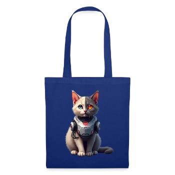 Lustige Roboter Katze Tech Katzen Cyborg Tier Cat - Stoffbeutel - Royalblau - Vorne
