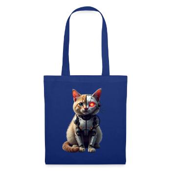 Lustige Roboter Katze Tech Katzen Cyborg Tier Cat - Stoffbeutel - Royalblau - Vorne