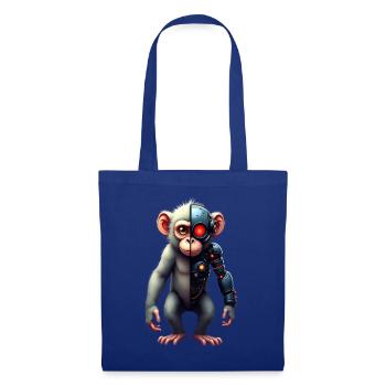 Lustiger Roboter Kunst Affe Cyborg Tier AI Monkey - Stoffbeutel - Royalblau - Vorne
