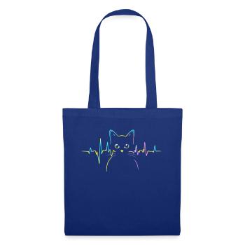 Katzen Katzenbesitzer Süße Haustier Herzschlag EKG - Stoffbeutel - Royalblau - Vorne