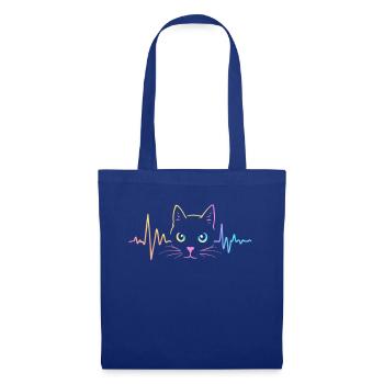 Katzen Katzenbesitzer Süße Haustier Herzschlag EKG - Stoffbeutel - Royalblau - Vorne
