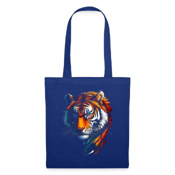 Lustiges Tiger Kunst Tier Natur Wildtier Tiere Zoo - Stoffbeutel - Royalblau - Vorne