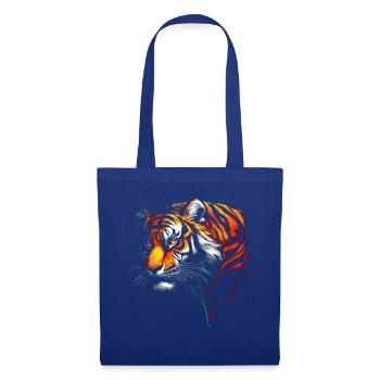 Lustiges Tiger Kunst Tier Natur Wildtier Tiere Zoo - Stoffbeutel - Royalblau - Vorne