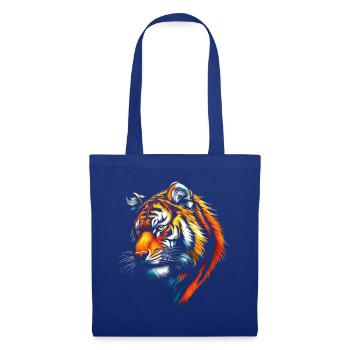 Lustiges Tiger Kunst Tier Natur Wildtier Tiere Zoo - Stoffbeutel - Royalblau - Vorne
