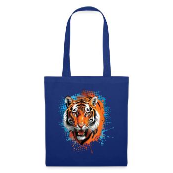 Lustiges Tiger Kunst Tier Natur Wildtier Tiere Zoo - Stoffbeutel - Royalblau - Vorne