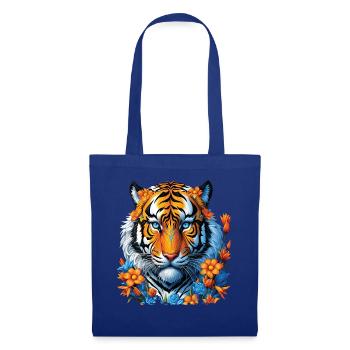 Lustiges Tiger Kunst Tier Natur Wildtier Tiere Zoo - Stoffbeutel - Royalblau - Vorne