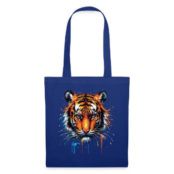 Lustiges Tiger Kunst Tier Natur Wildtier Tiere Zoo - Stoffbeutel - Royalblau - Vorne