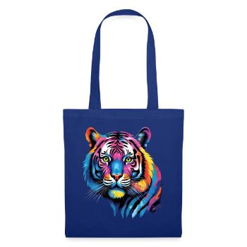 Lustiges Tiger Kunst Tier Natur Wildtier Tiere Zoo - Stoffbeutel - Royalblau - Vorne